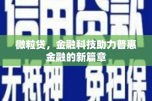 北仑微粒贷，金融科技助力普惠金融的新篇章